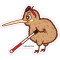 Autocollant - FR - jeune kiwi avec une canne blanche